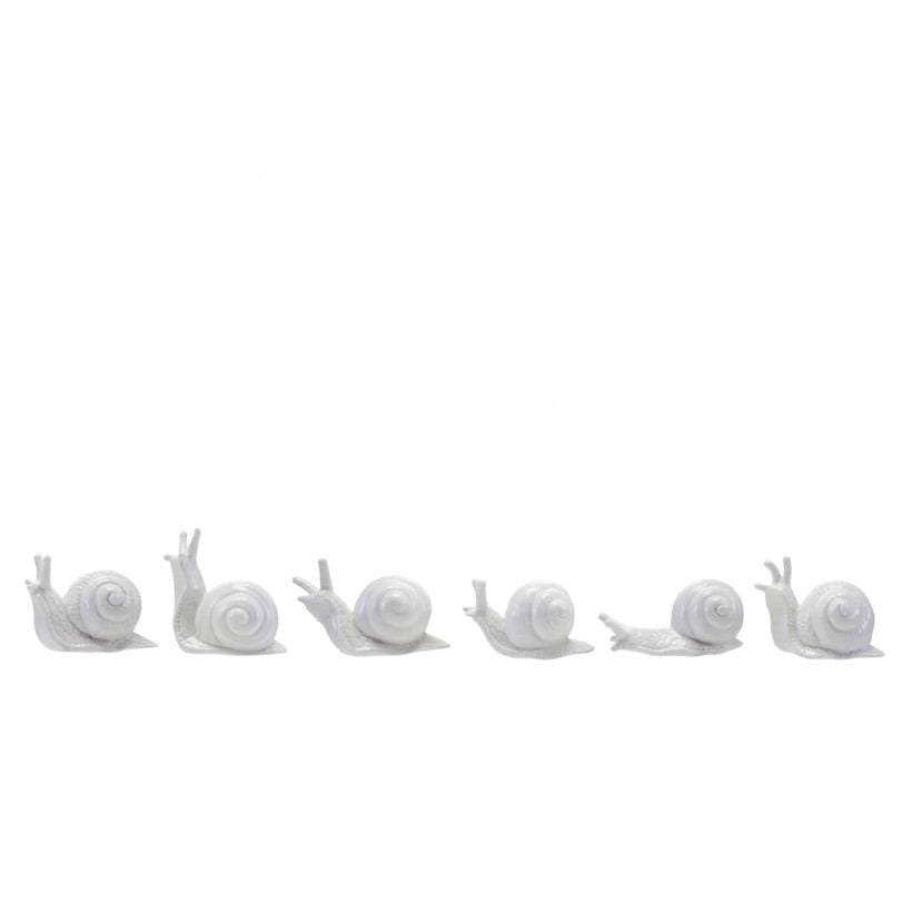 Set of Six Delightful White Stoneware Snails - Marmalade Mercantile