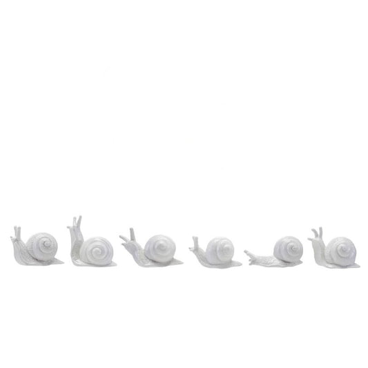 Set of Six Delightful White Stoneware Snails - Marmalade Mercantile