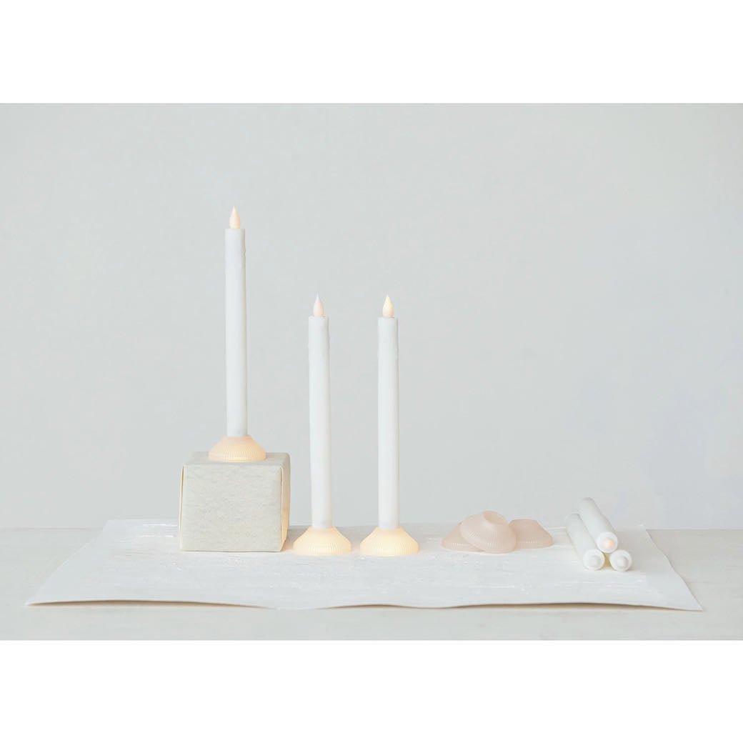 Set of Six LED Battery Operated Taper Candles with Holder Batteries Included - Marmalade Mercantile