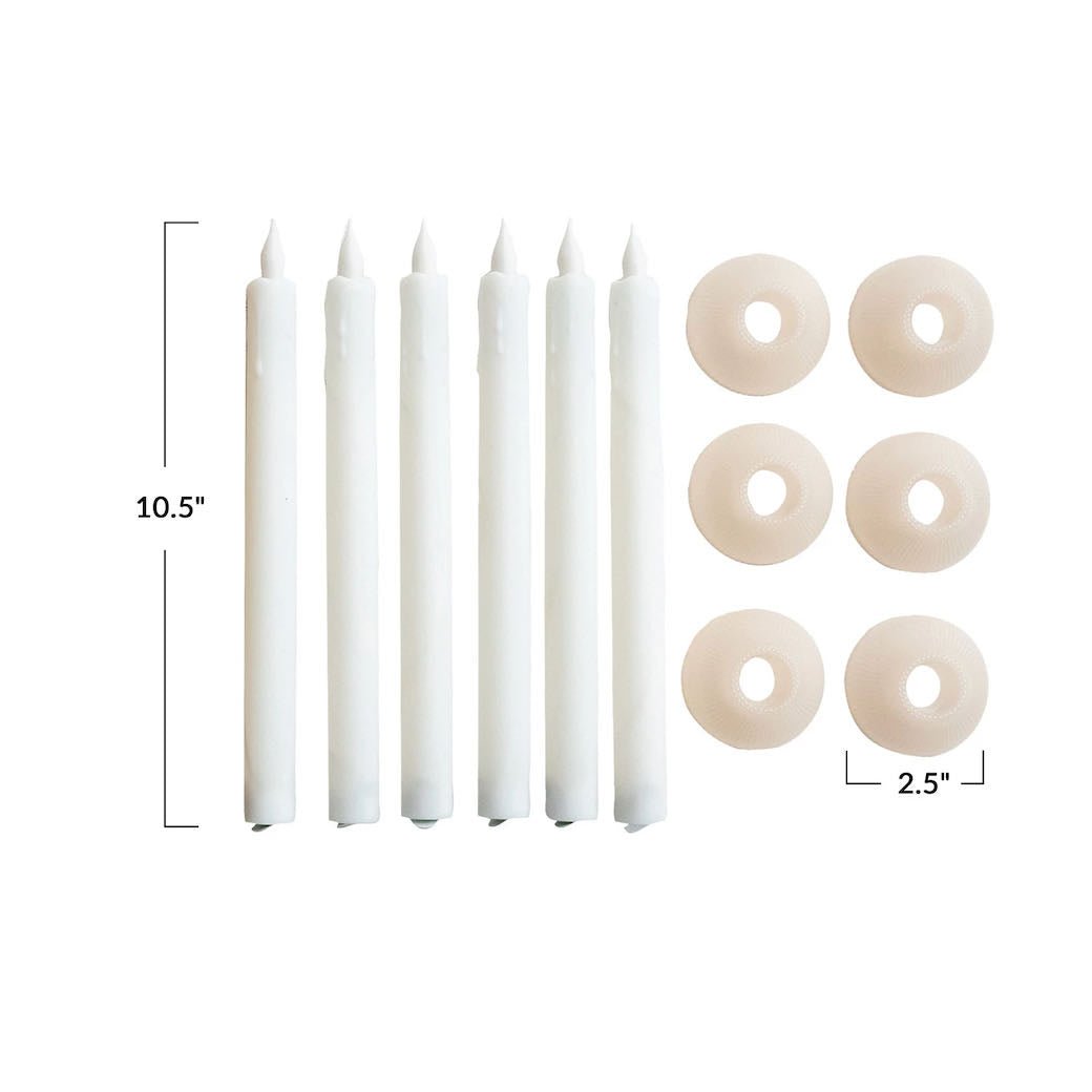 Set of Six LED Battery Operated Taper Candles with Holder Batteries Included - Marmalade Mercantile