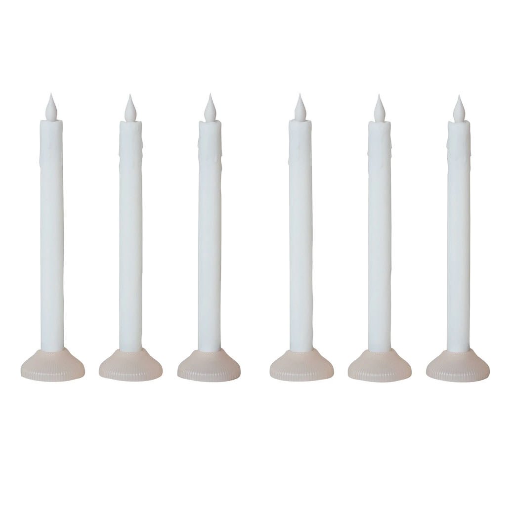 Set of Six LED Battery Operated Taper Candles with Holder Batteries Included - Marmalade Mercantile