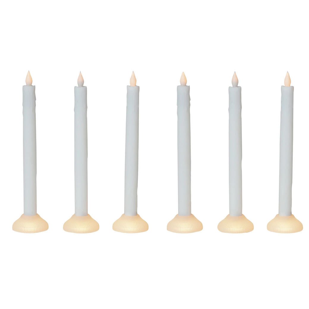 Set of Six LED Battery Operated Taper Candles with Holder Batteries Included - Marmalade Mercantile