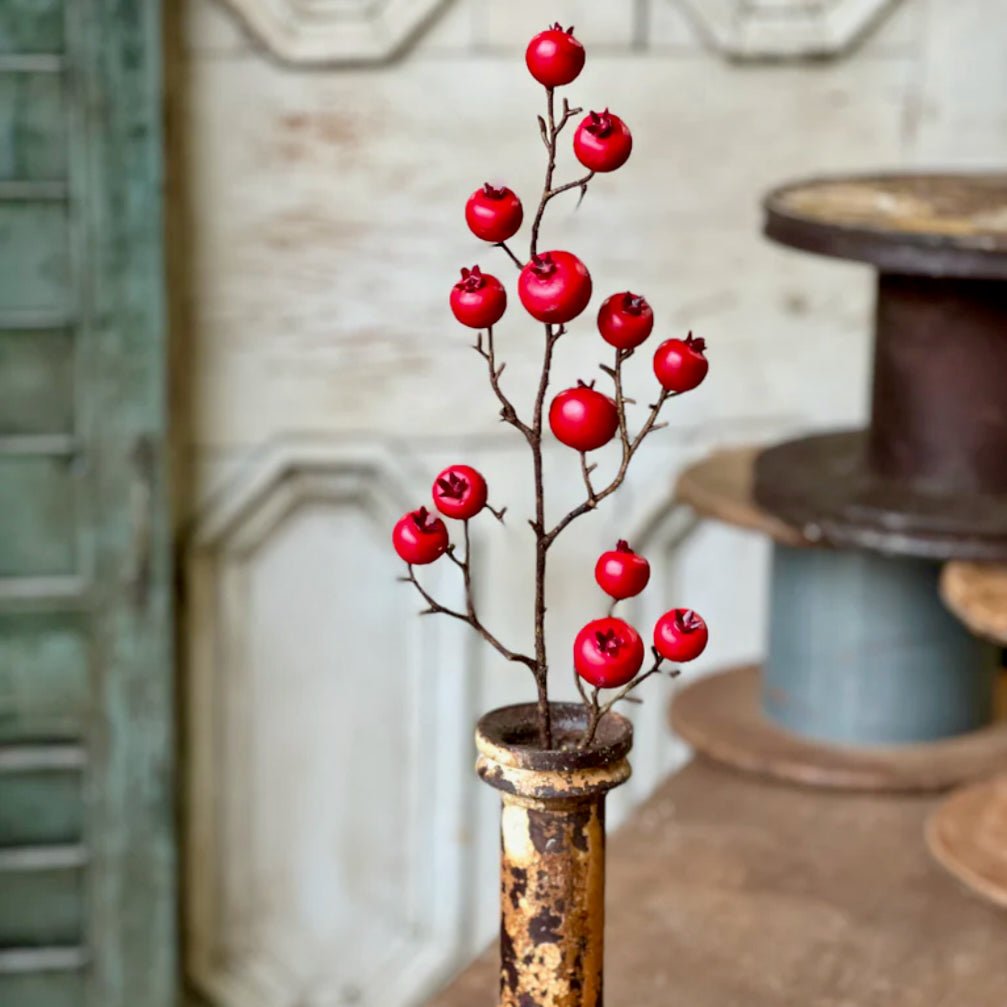Set of Three Autumn Rose Hips Stems CHOICE of Five Colors - Marmalade Mercantile