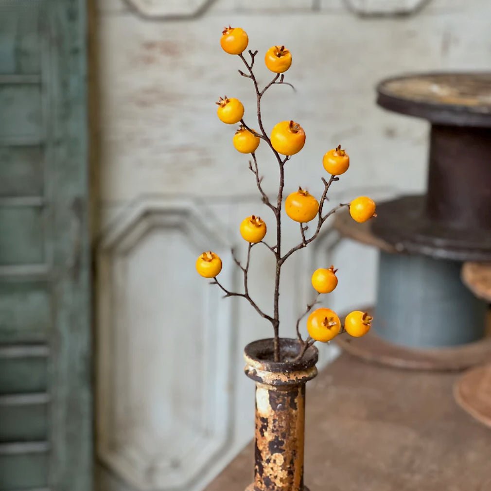 Set of Three Autumn Rose Hips Stems CHOICE of Five Colors - Marmalade Mercantile