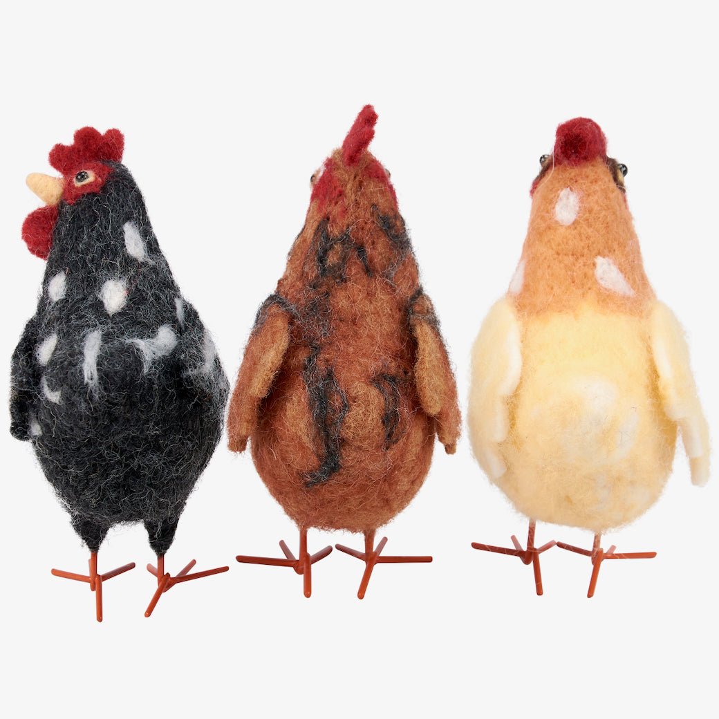 Set of Three Delightful Felt Hen Critters - Marmalade Mercantile