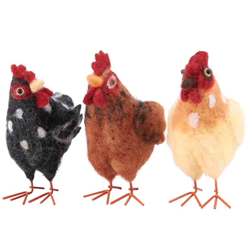 Set of Three Delightful Felt Hen Critters - Marmalade Mercantile