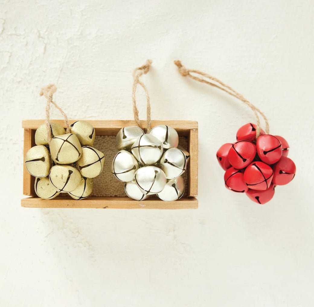 Set of Three Metal Jingle Bell Cluster Ornaments CHOICE or Color - Marmalade Mercantile