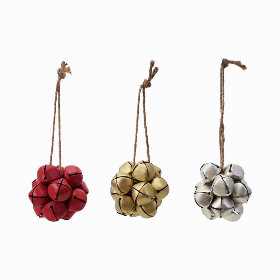 Set of Three Metal Jingle Bell Cluster Ornaments CHOICE or Color - Marmalade Mercantile