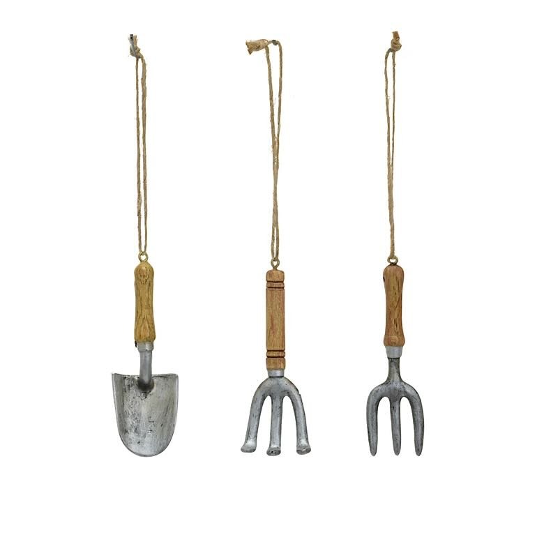 Set of Three Miniature Cast Resin Garden Tool Christmas Ornaments - Marmalade Mercantile