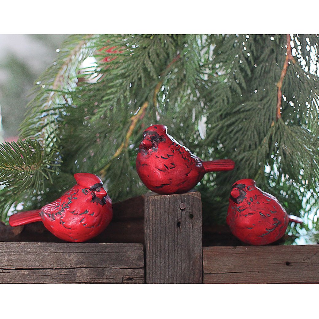 Set of Three Rustic Ceramic Cardinal Figures - Marmalade Mercantile