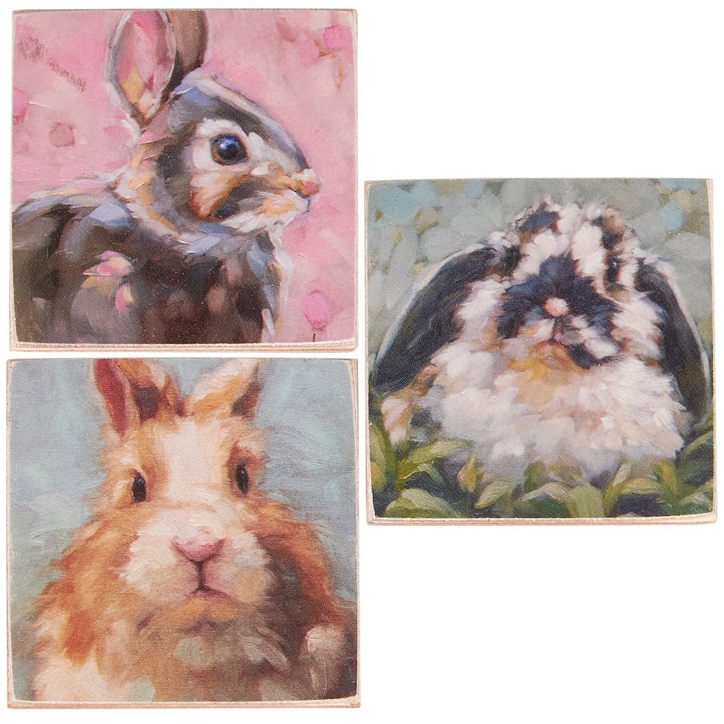 Set of Three Rustic Wooden Bunny Magnets - Marmalade Mercantile