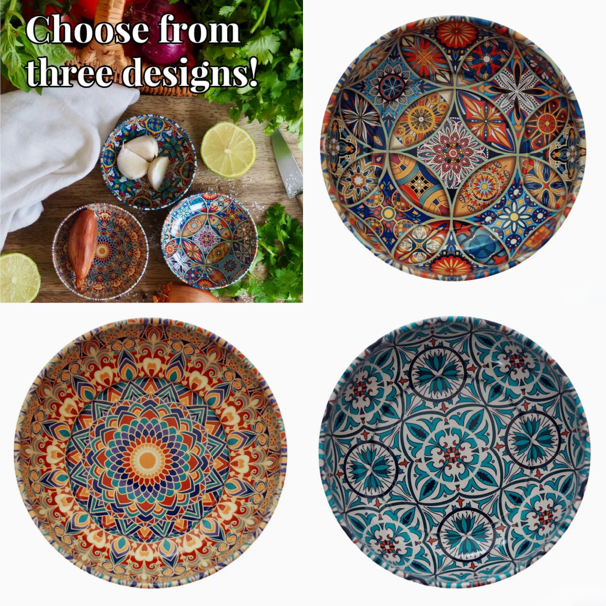 Set of Three Tiny Turkish Tin Bowls CHOICE of Three Designs - Marmalade Mercantile