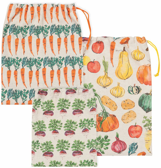 Set of Three Veggie Stand Cloth Produce Bags - Marmalade Mercantile