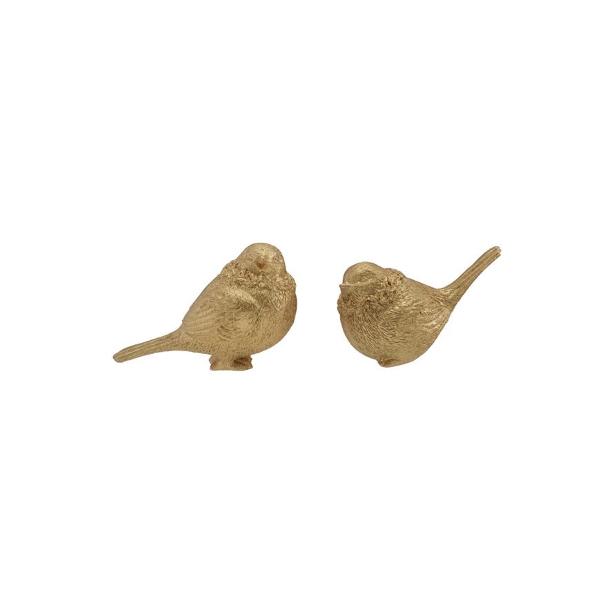 Set of Two Cast Resin Birds with Antique Gold Finish - Marmalade Mercantile