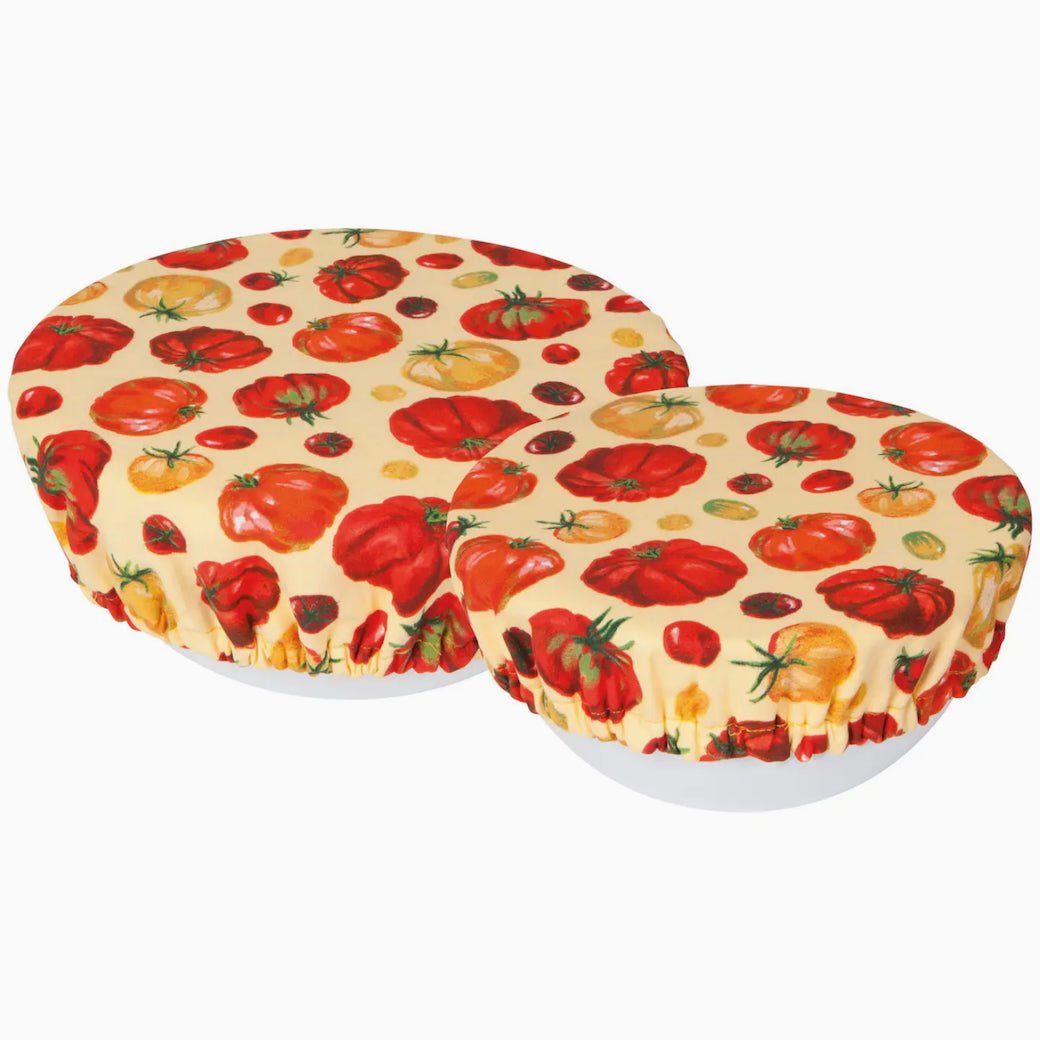 Set of Two Cloth Bowl Covers with Heirloom Tomato Pattern - Marmalade Mercantile