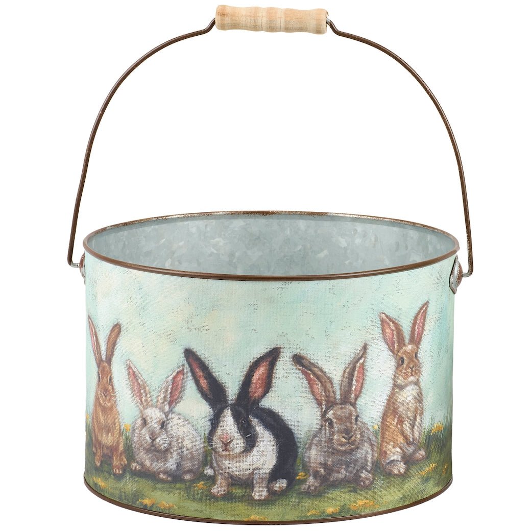 Set of Two Decorative Garden Bunny Friends Buckets - Marmalade Mercantile