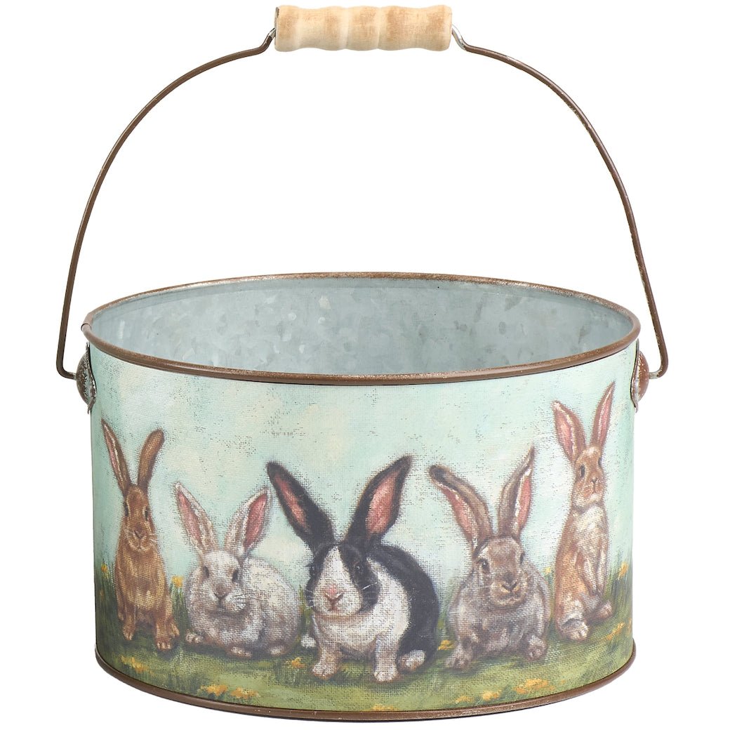 Set of Two Decorative Garden Bunny Friends Buckets - Marmalade Mercantile
