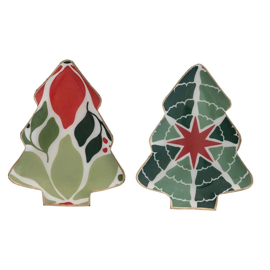 Set of Two Petite Enameled Metal Tree-Shaped Trays - Marmalade Mercantile