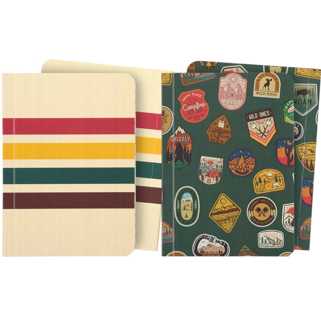 Set of Two Pocket - Sized Notebooks - Camping Patches &amp; Stripes&nbsp; - Marmalade Mercantile