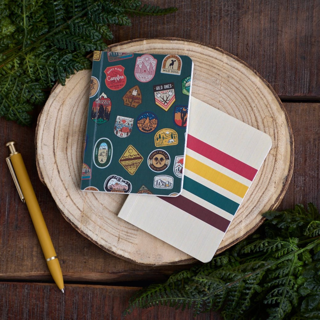 Set of Two Pocket - Sized Notebooks - Camping Patches &amp; Stripes&nbsp; - Marmalade Mercantile