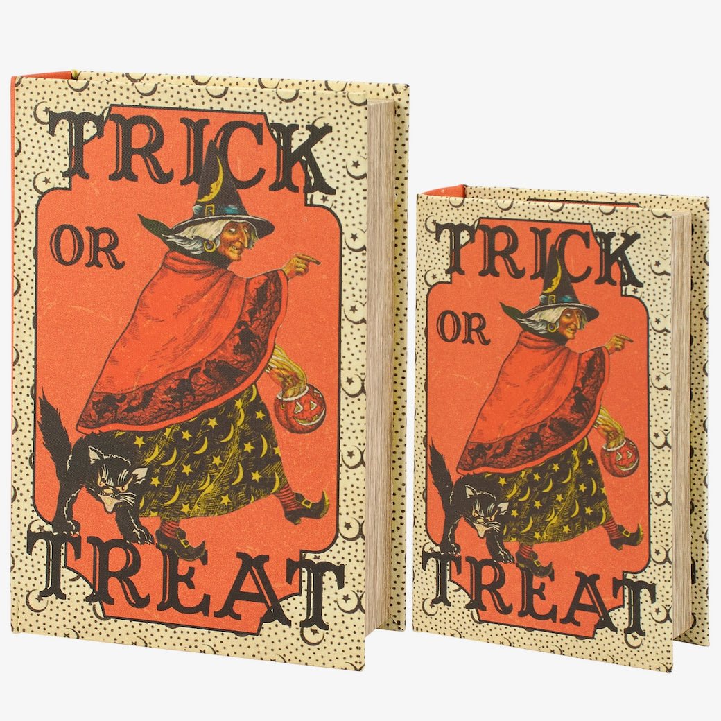 Set of Two Vintage - Style Trick or Treat Halloween Storage Books - Marmalade Mercantile