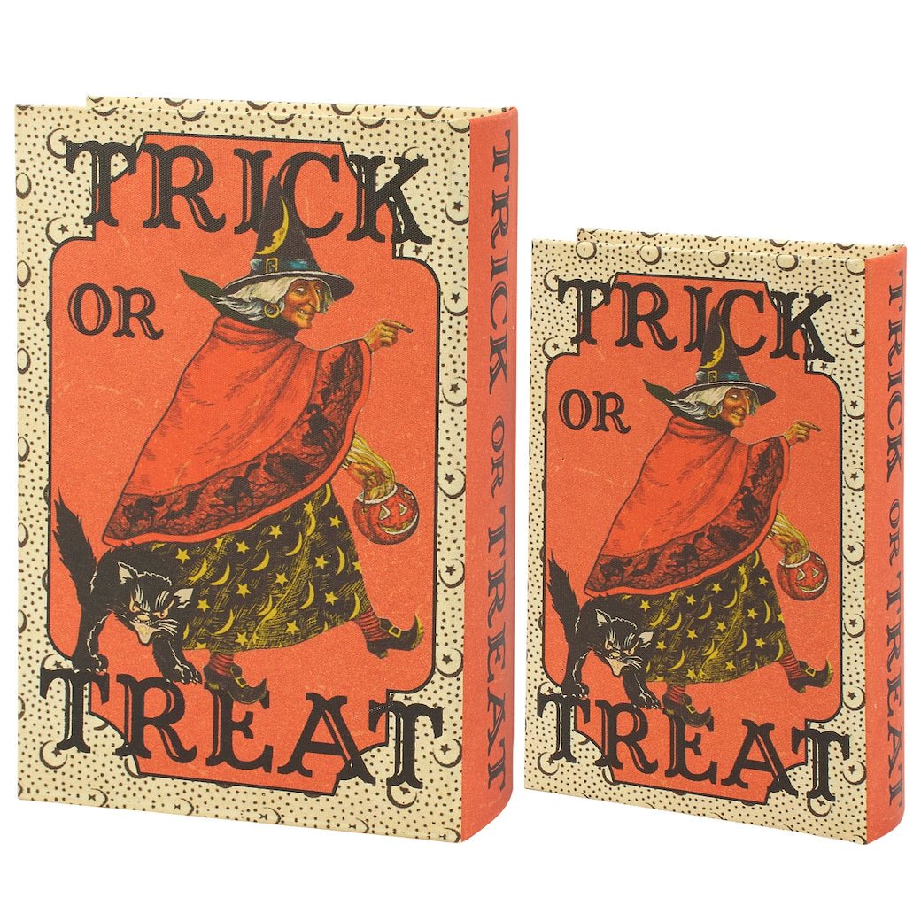 Set of Two Vintage - Style Trick or Treat Halloween Storage Books - Marmalade Mercantile