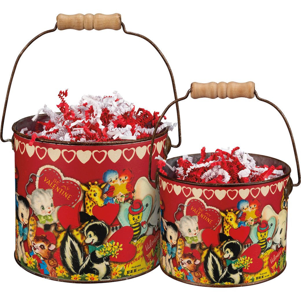Set of Two Vintage - Style Valentine Buckets - Marmalade Mercantile