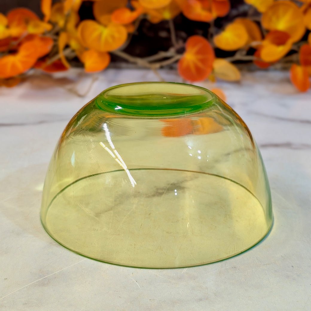 Small Antique Green Uranium Glass Fruit Bowl - Marmalade Mercantile