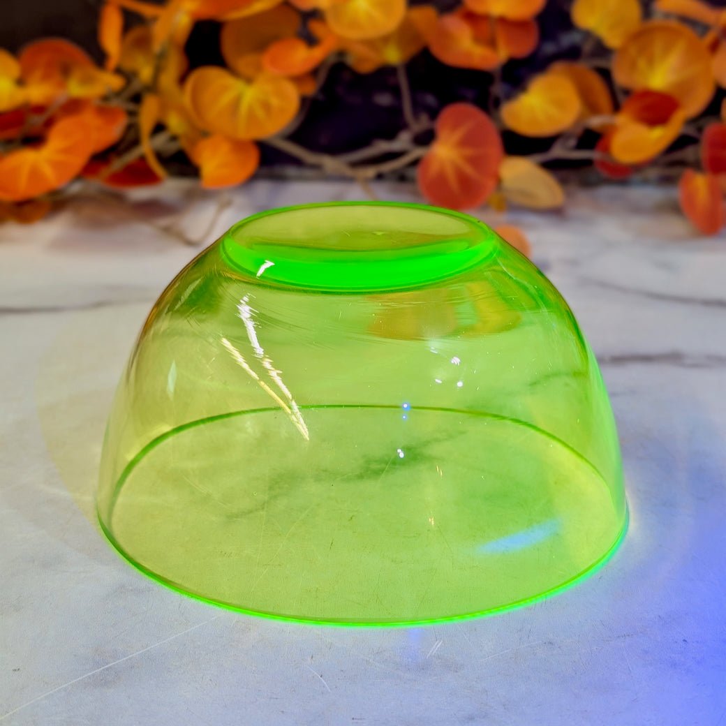 Small Antique Green Uranium Glass Fruit Bowl - Marmalade Mercantile