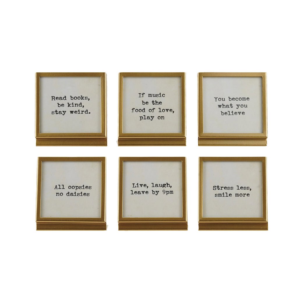Small Elegant Metal & Glass Easel with Fun Saying CHOICE of Style - Marmalade Mercantile