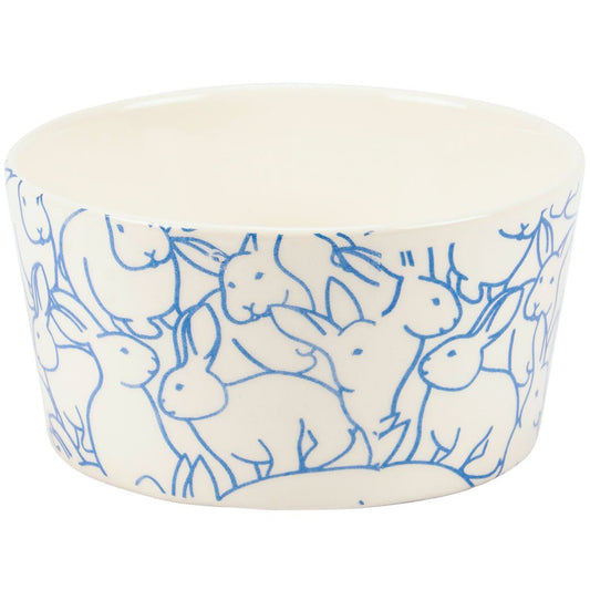 Small Serving Bowl with Adorable Blue Bunnies - Marmalade Mercantile