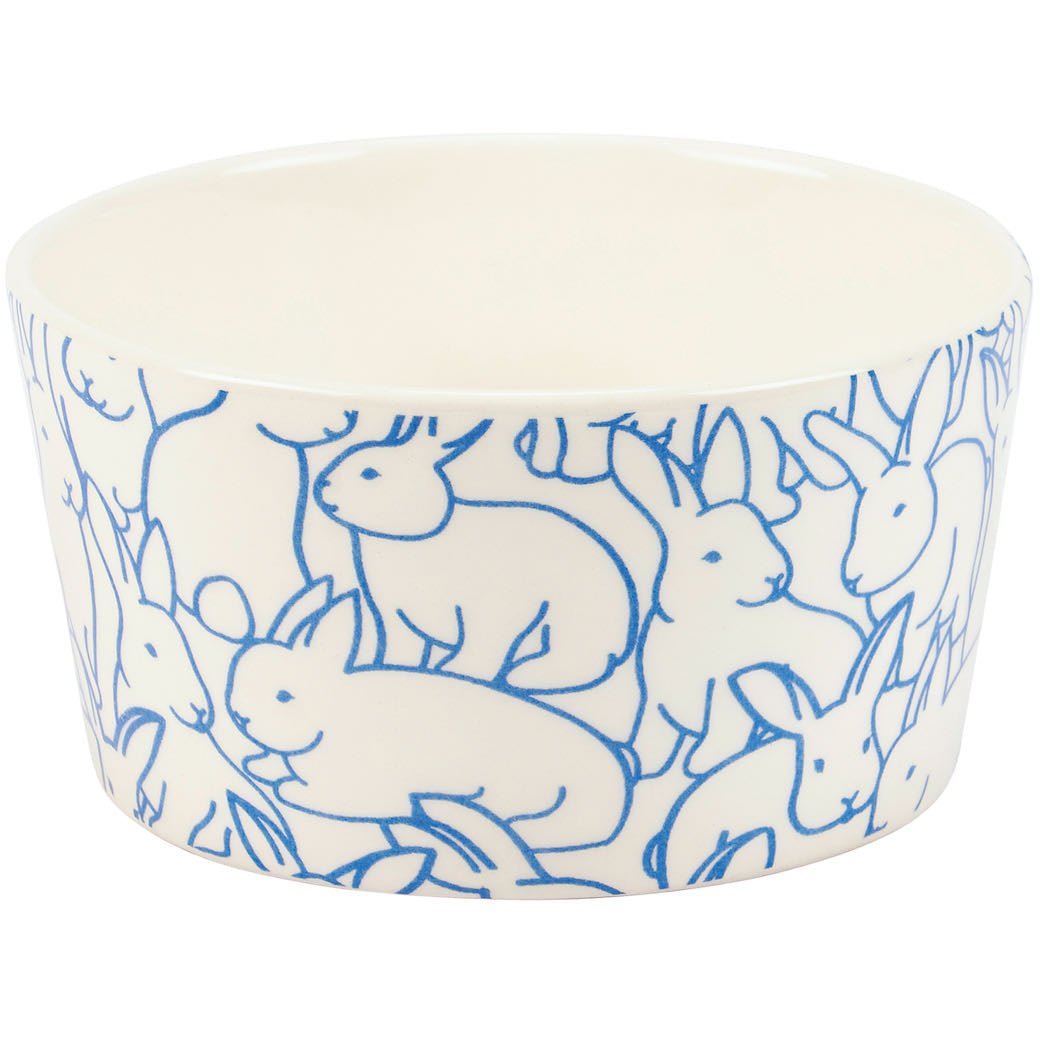 Small Serving Bowl with Adorable Blue Bunnies - Marmalade Mercantile