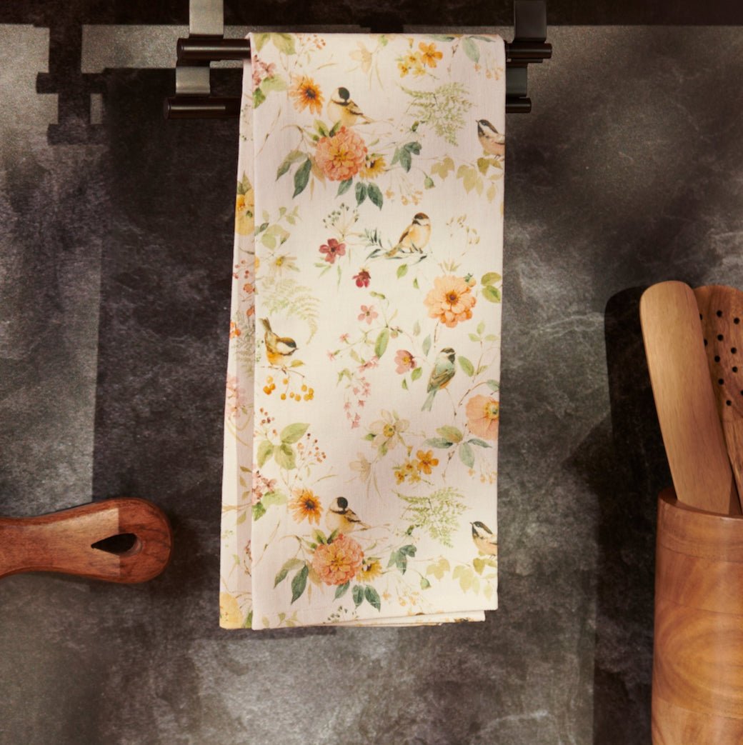 Springtime Chickadee & Flowers Kitchen Towel - Marmalade Mercantile