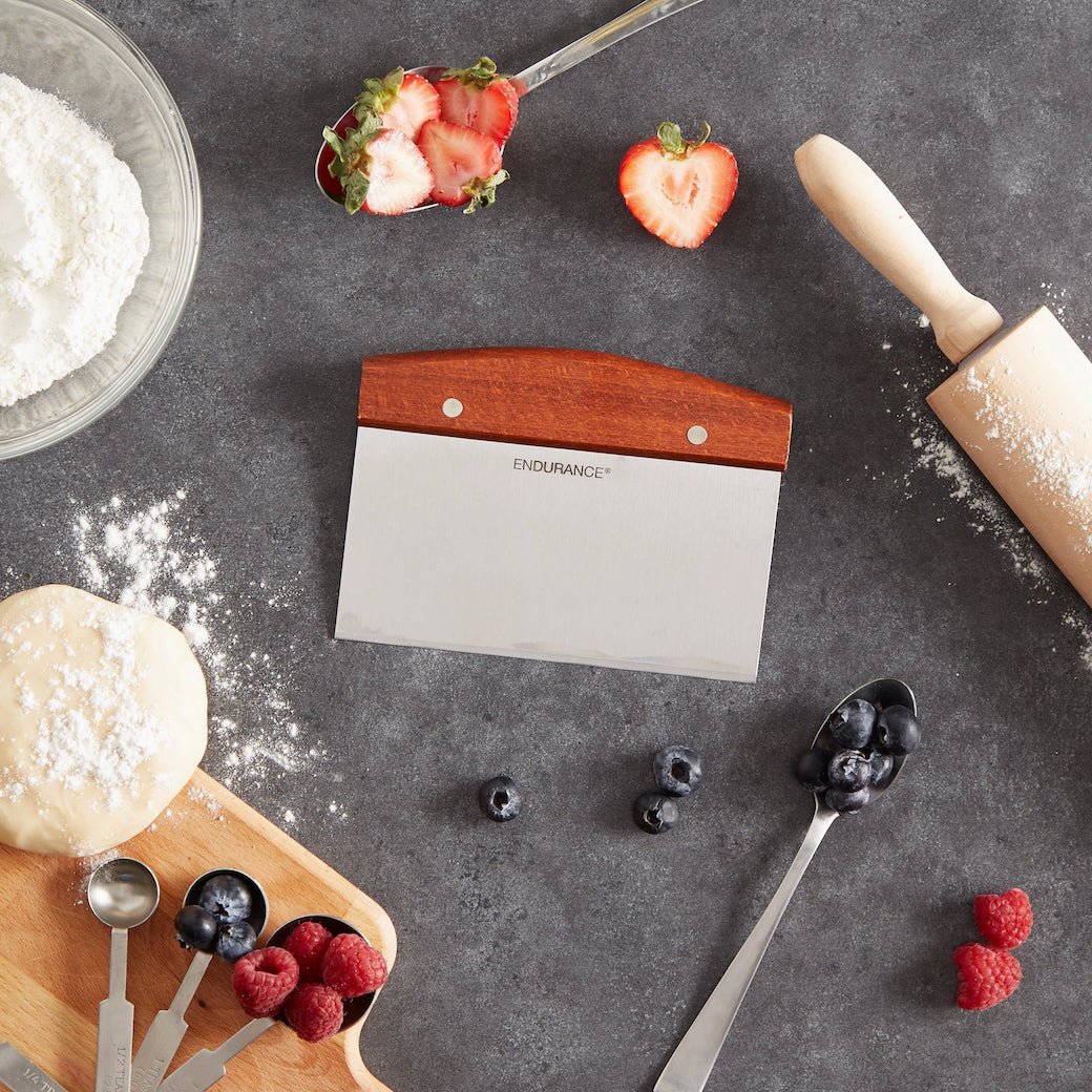 Stainless Steel Bench Scraper w Wooden Handle - Marmalade Mercantile