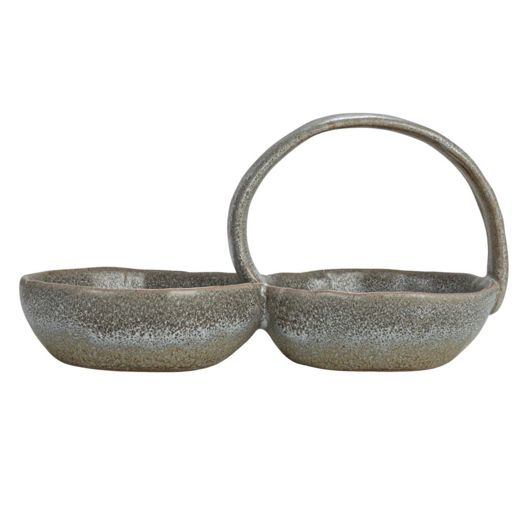 Stoneware Double Bowl with Handle - Marmalade Mercantile