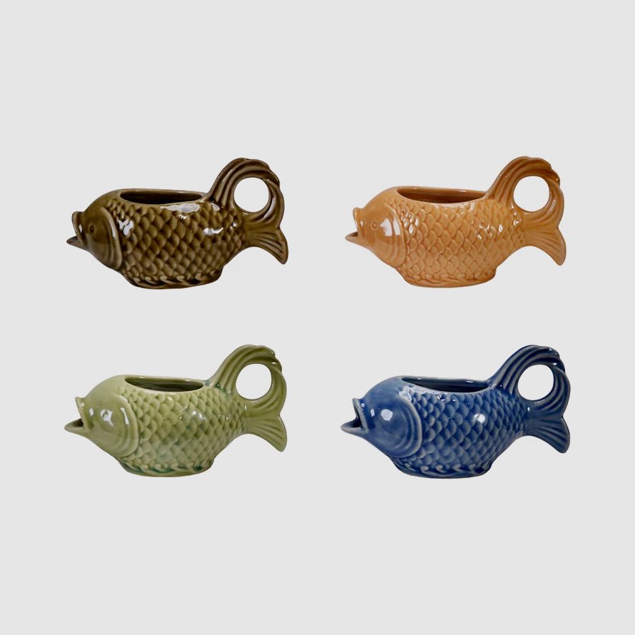 Stoneware Fish Cream Pitchers CHOICE of COLOR - Marmalade Mercantile