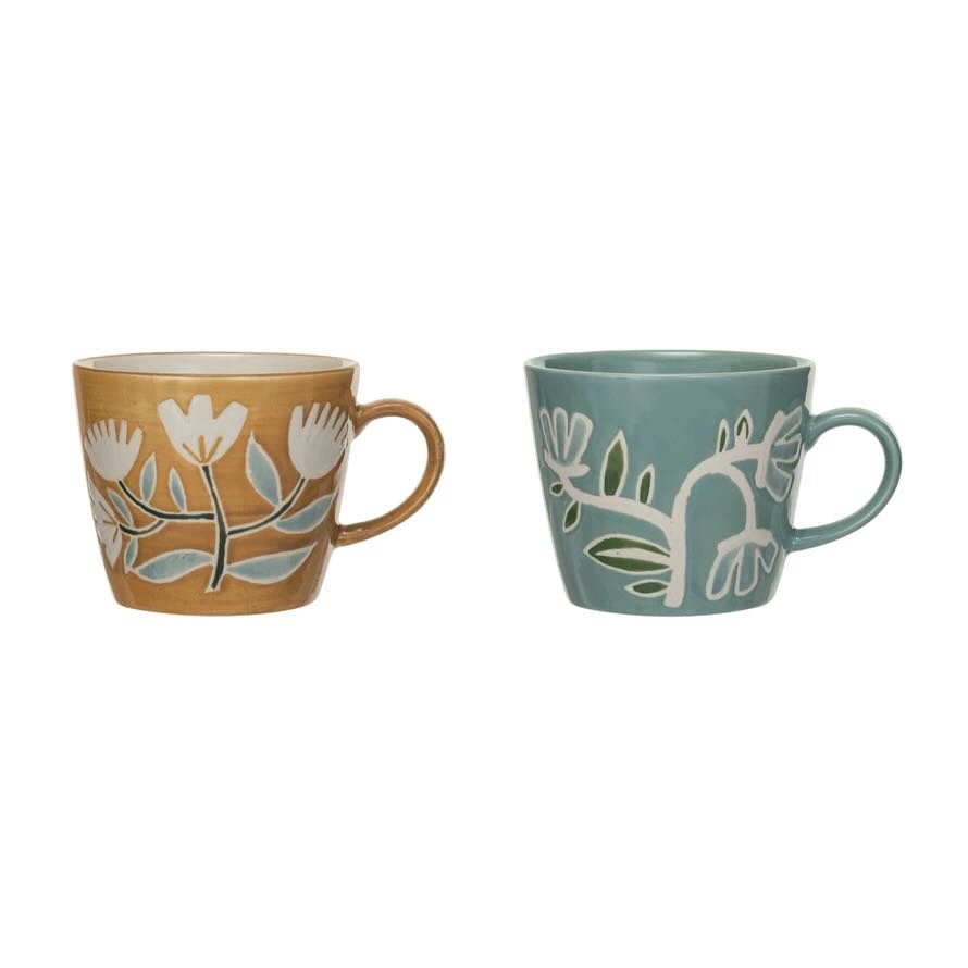 Stoneware Wax Relief Mugs CHOICE of Color - Marmalade Mercantile