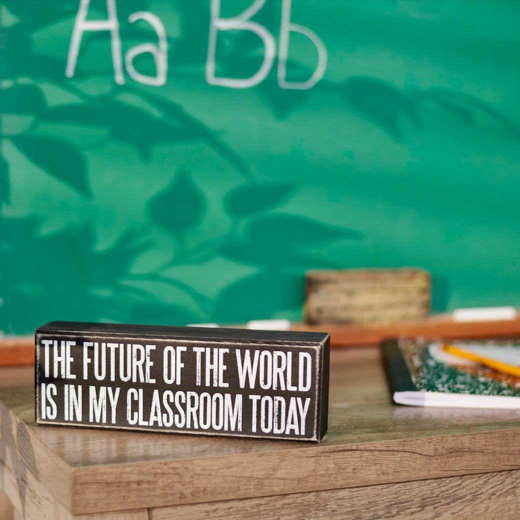 The Future of the World is in My Classroom Today Rustic Box Sign - Marmalade Mercantile