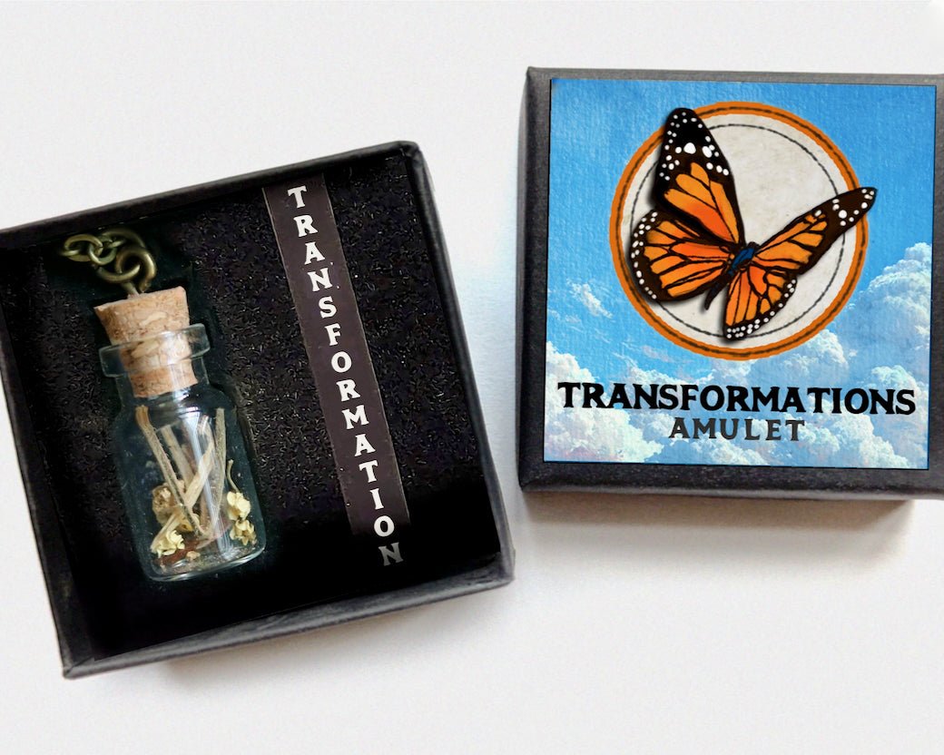 Transformation Amulet - Personal Growth Talisman Necklace w Monarch - Marmalade Mercantile