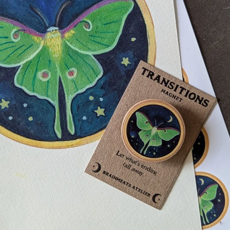 Transitions Magnet - Luna Moth Token for Renewal - Marmalade Mercantile