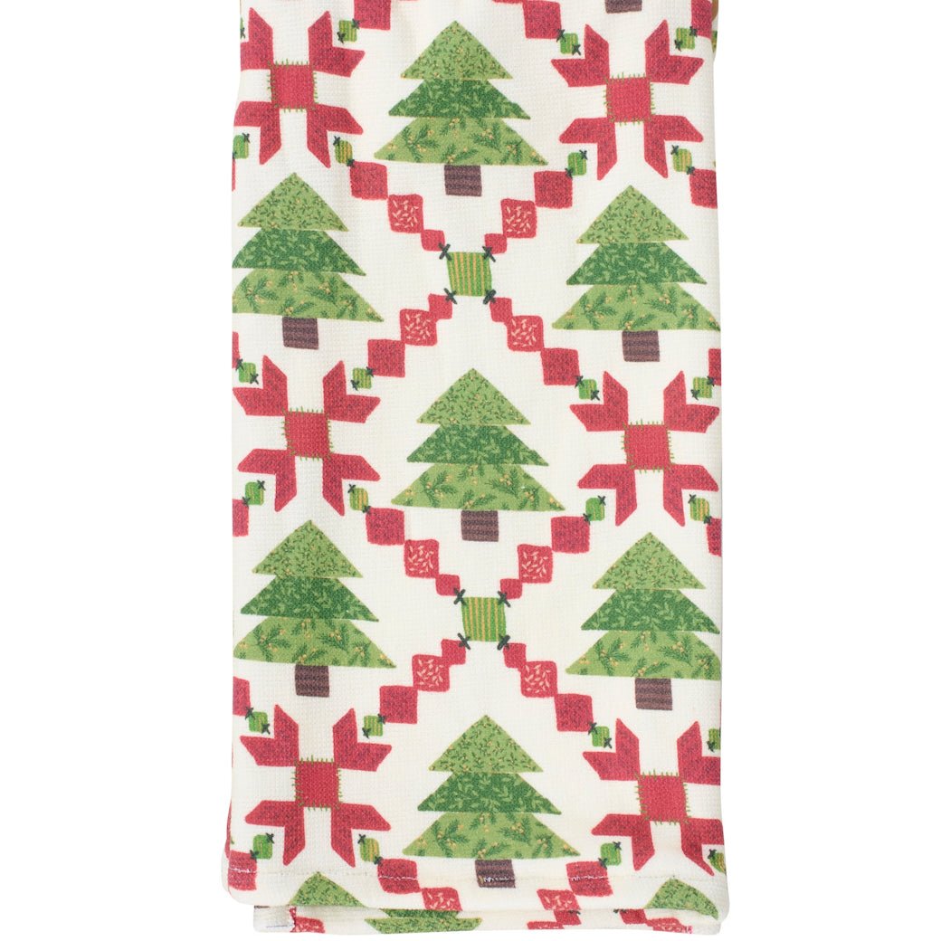Tree Quilt Pattern Kitchen Towel Cotton/Terry - Marmalade Mercantile