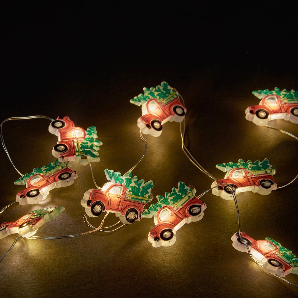 Truck & Tree Wire Fairy Lights Battery Operated w Timer - Marmalade Mercantile