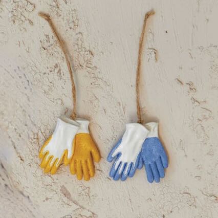 Two Cast Resin Garden Gloves Christmas Ornaments - Marmalade Mercantile