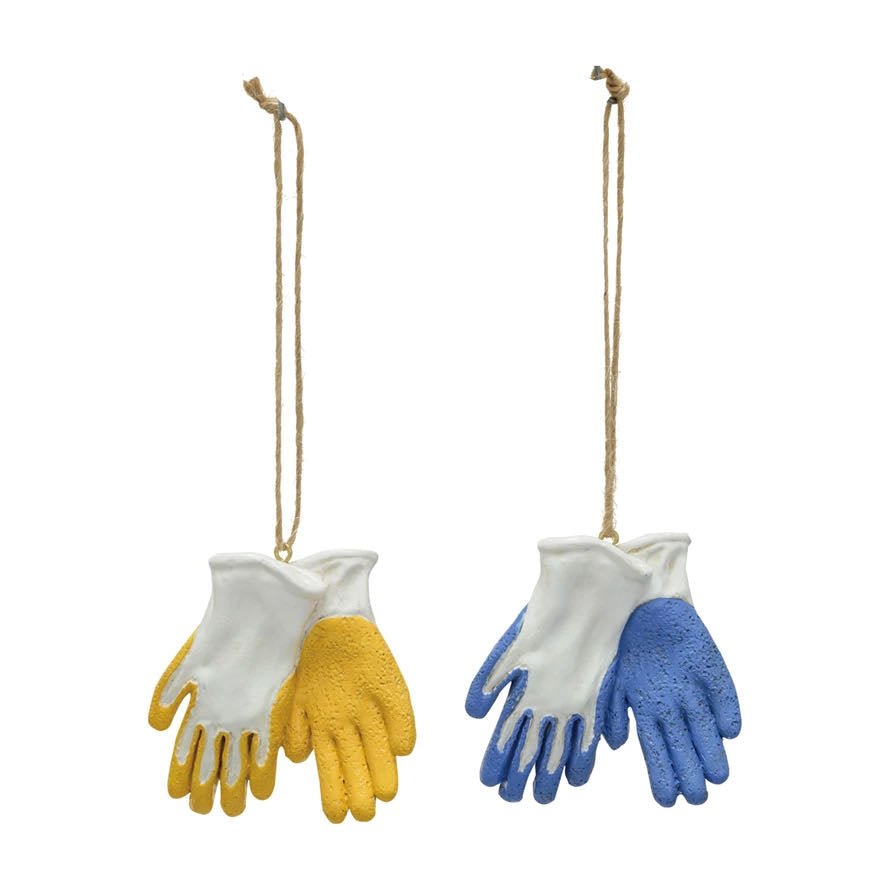 Two Cast Resin Garden Gloves Christmas Ornaments - Marmalade Mercantile