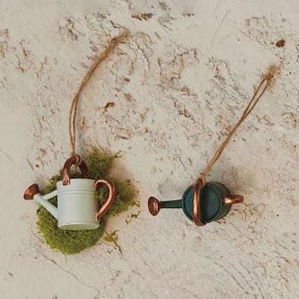 Two Small Cast Resin Watering Can Ornaments - Marmalade Mercantile