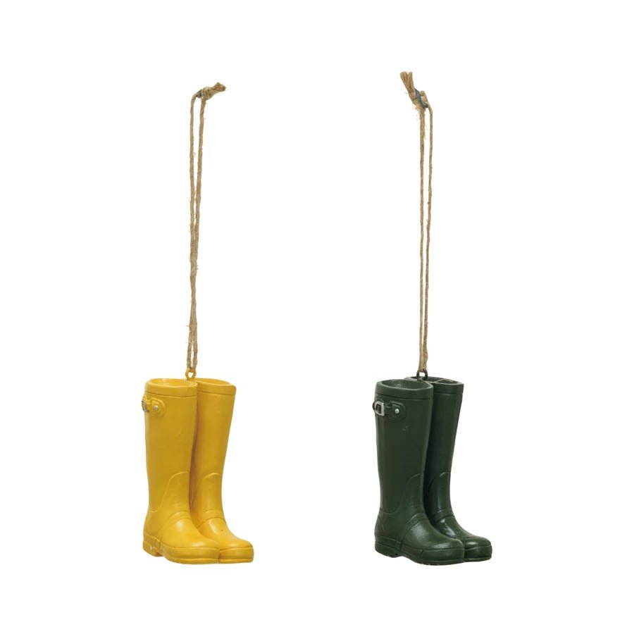 Two Small Resin Garden Boot Christmas Ornaments - Marmalade Mercantile