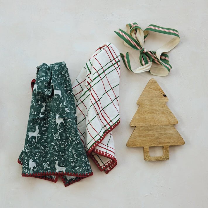 Two Tea Towels & Tree Shaped Serving Board Set - Marmalade Mercantile