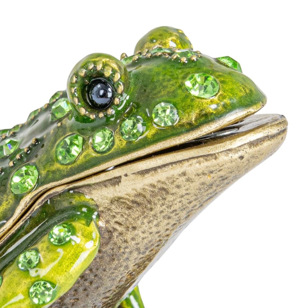 Unique Enameled Metal Frog Shaped Trinket Box - Marmalade Mercantile
