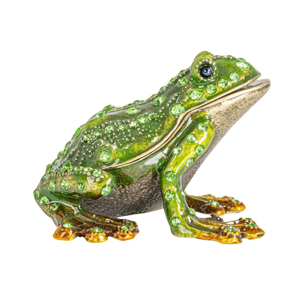 Unique Enameled Metal Frog Shaped Trinket Box - Marmalade Mercantile