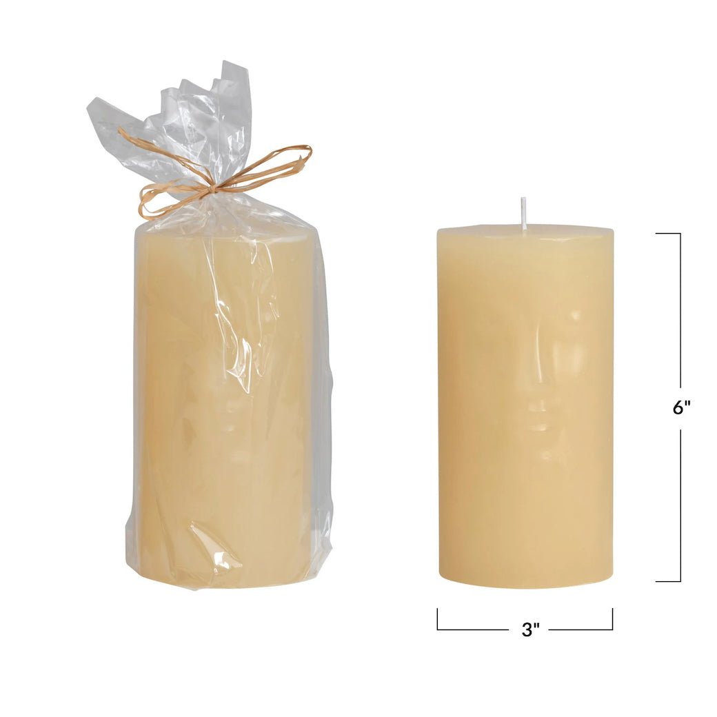 Unscented 6" Face Pillar Candle - Marmalade Mercantile